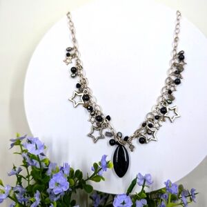 Star Dangle Design Vintage Necklace with Genuine Stones and Crystals